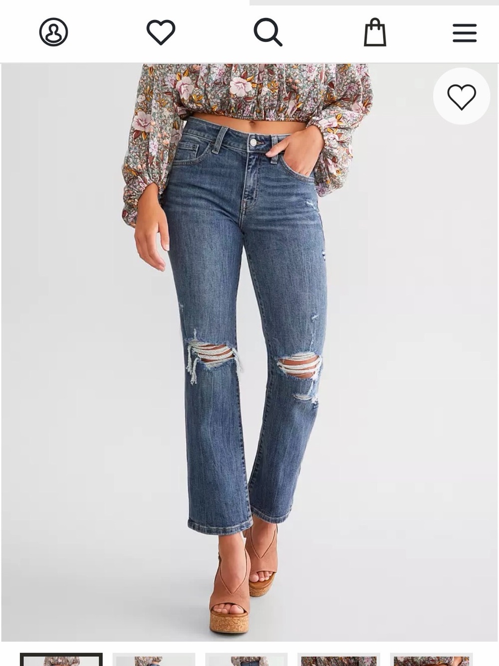 Willow & Root Women's Distressed Boyfriend Jeans in Medium Blue